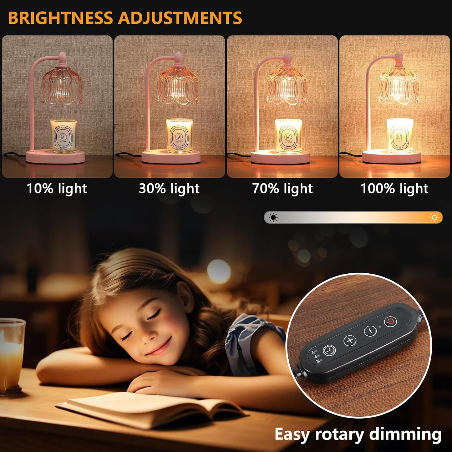 Candle Warmer Lamp with Timer and Dimmer,Electric Gold Light Gifts for Women Melt Wax Warmer Lamp with 2 Bulbs for Candle Jars House Warming New Home Decor Bedroom