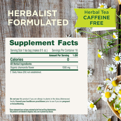 Traditional Medicinals Organic, Chamomile Tea - Supports Stress Relief and Relaxation - Kosher, Non-GMO, Caffeine-Free, Compostable - 16 Tea Bags