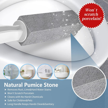 Laiyeoy Pumice Stone Toilet Bowl Cleaner, Hard Water Stain Remover | 2Pack, with Long Handle,Removes Rings,Rust/Lime,Safe for Porcelain, For Toilet Brush/BBQ Grills/Sink/Pool/Bathroom.