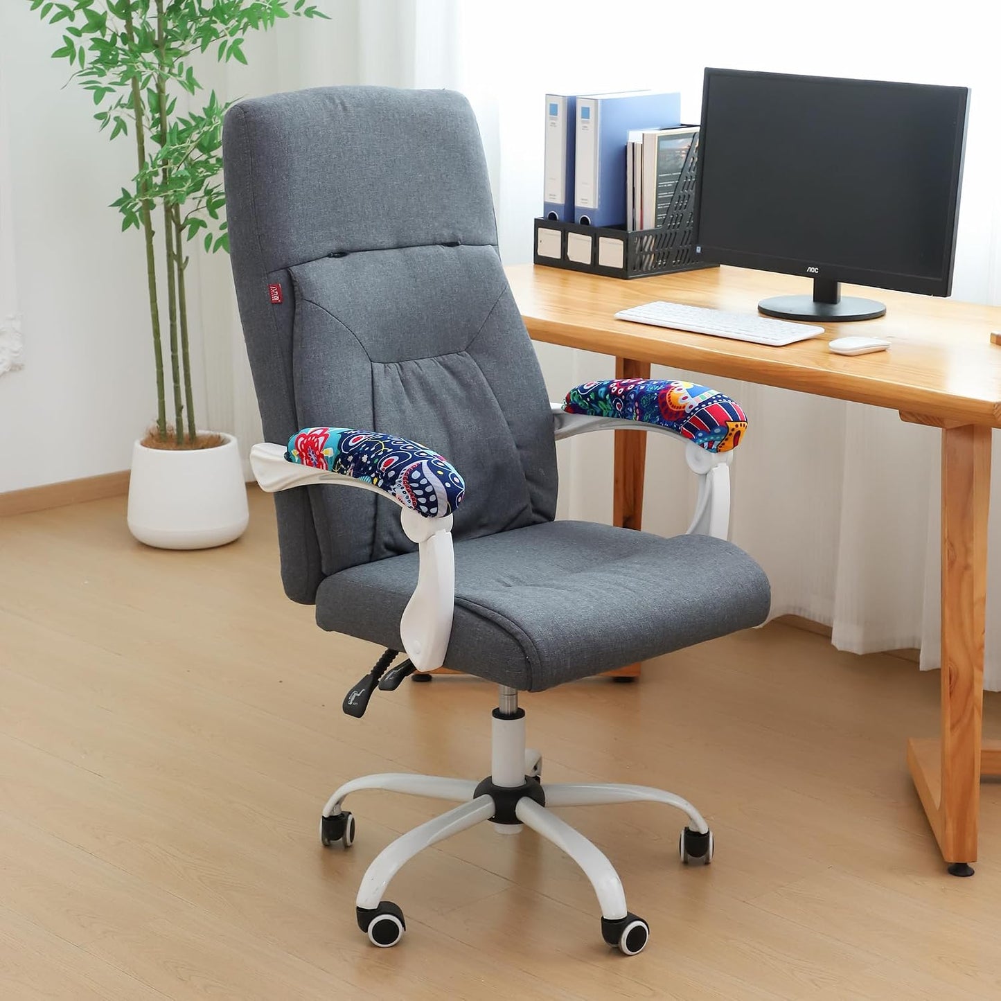 FORCHEER Office Chair Armrest Cover with Zipper 15inch Stretchable Water Resistant Computer Office Chair Arm Rest Slipcover for Desk Chairs Arm 2Pack-Army Green