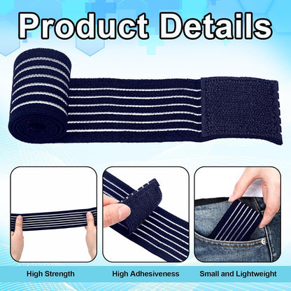 Geiserailie Ice Pack Strap Stretchable, 4 Size Elastic Reusable Ice Belt Extender, Adjustable Hook and Loop Extension Straps Add Length to Most Hot Cold Therapy (4 Pcs,Blue)