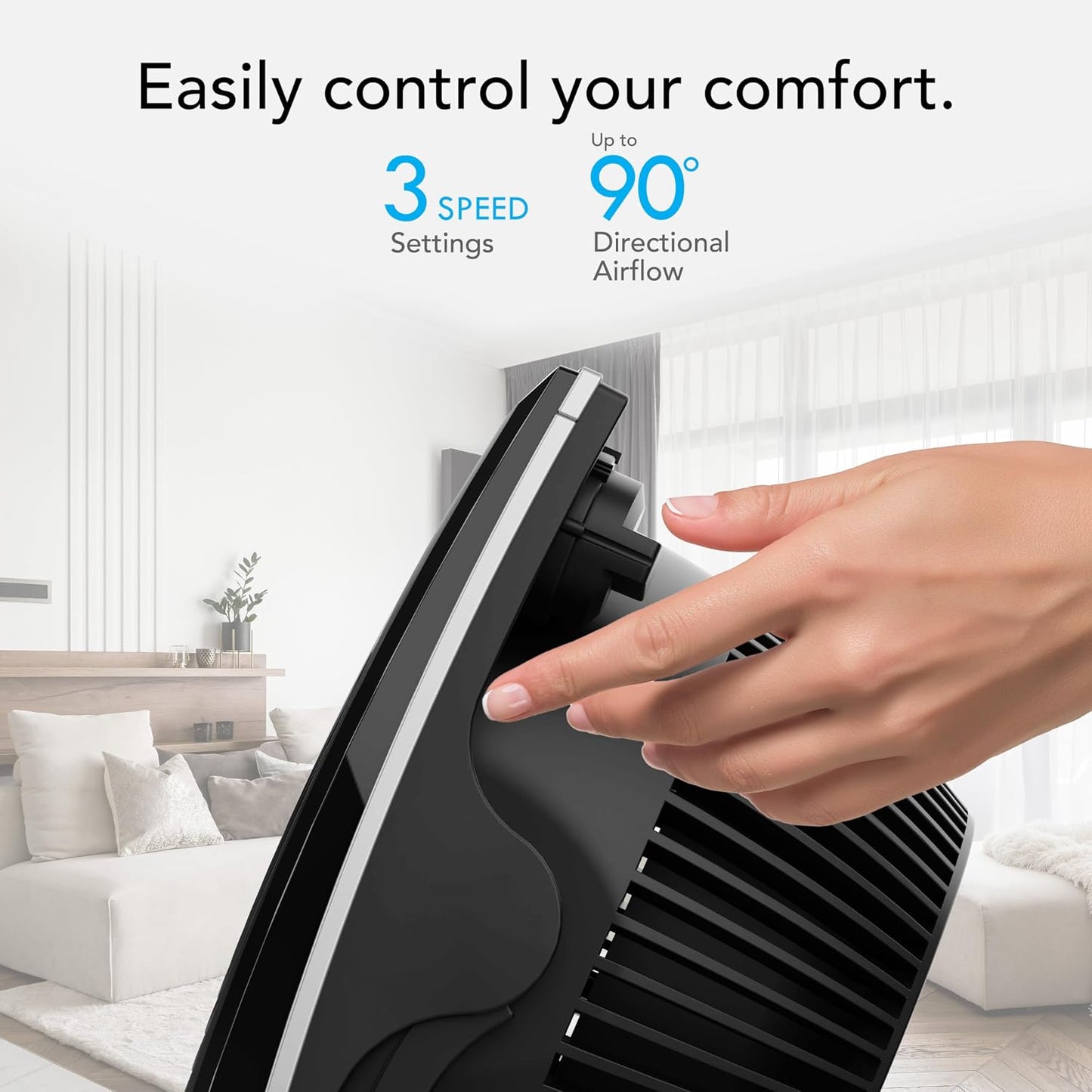 Vornado 573T Small Room Air Circulator Fan with Pivoting Head, Easy Clean Removable Grille, 3 Speed Settings, Black