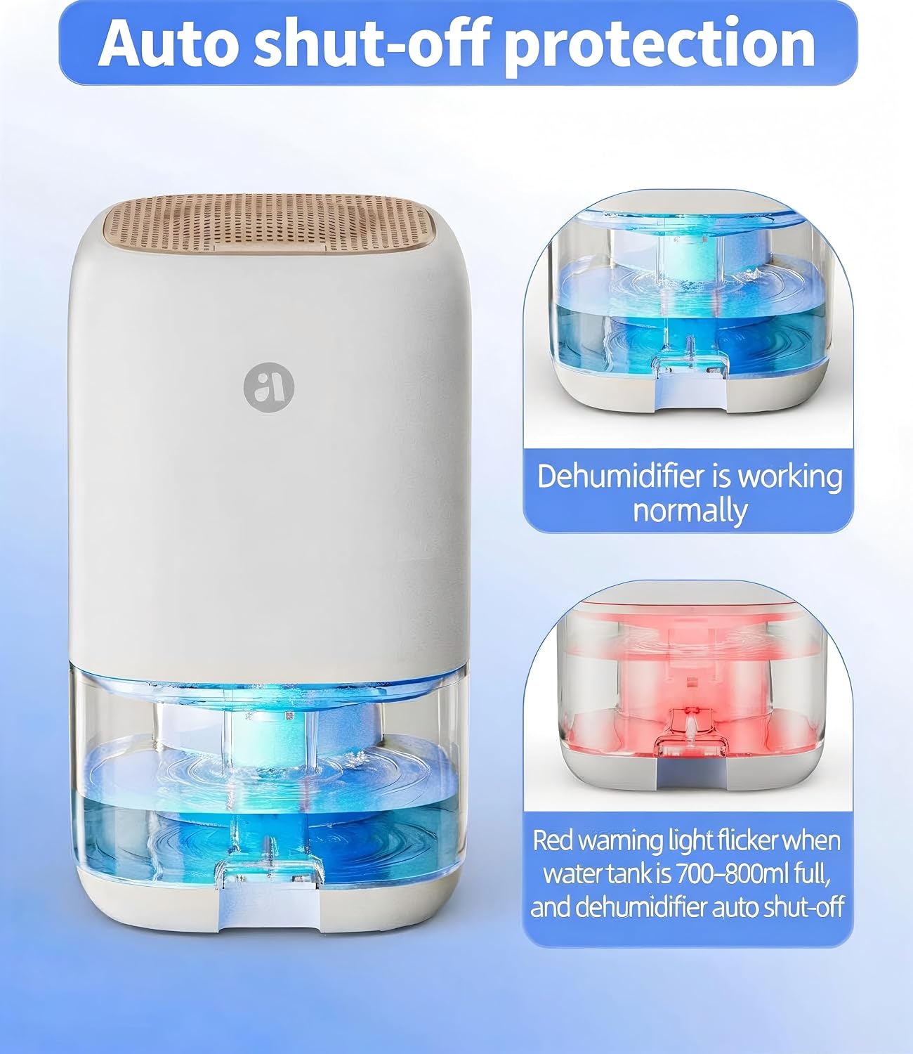 35 OZ Dehumidifier for Bedroom RV, Quiet with Auto Shut Off, Gold | 280 Sq.Ft Small Dehumidifiers for Home Bathroom Closet, 7 Color Light, 28dB Ultra Quiet, 35OZ Water Tank