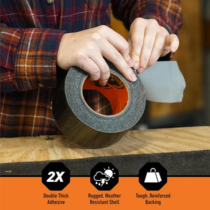 Gorilla Tough & Wide Heavy Duty Duct Tape, Black, 2.88" x 25 yd, 1-Pack | Weather Resistant, Indoor & Outdoor Use, Double-Thick Adhesive, Reinforced Backing, Hand-Tearable