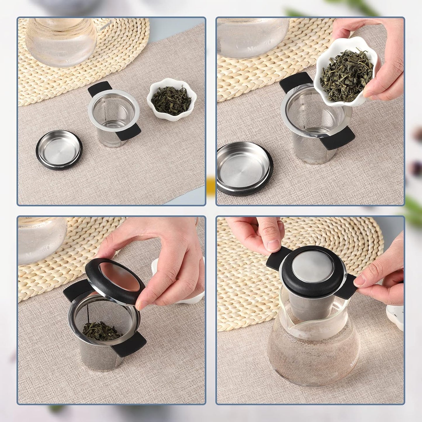 2 Pack Tea Infusers For Loose Tea, Stainless Steel Mesh With Lid | 304 Stainless Steel, Fine Mesh Basket, Large Capacity, Cup And Teapot Fit, Lid Doubles As Drip Tray