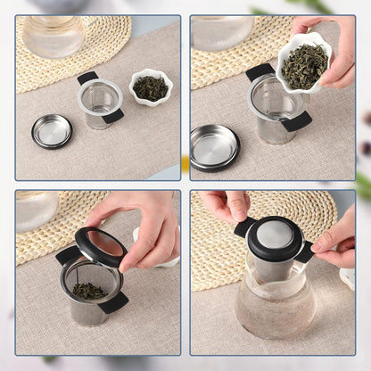 2 Pack Tea Infusers For Loose Tea, Stainless Steel Mesh With Lid | 304 Stainless Steel, Fine Mesh Basket, Large Capacity, Cup And Teapot Fit, Lid Doubles As Drip Tray