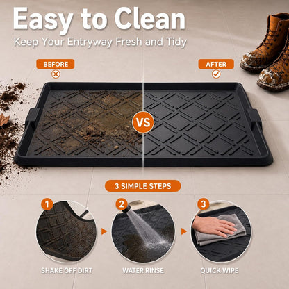 Boot Tray for Entryway, Rubber Shoe Mat, Waterproof Shoe Tray