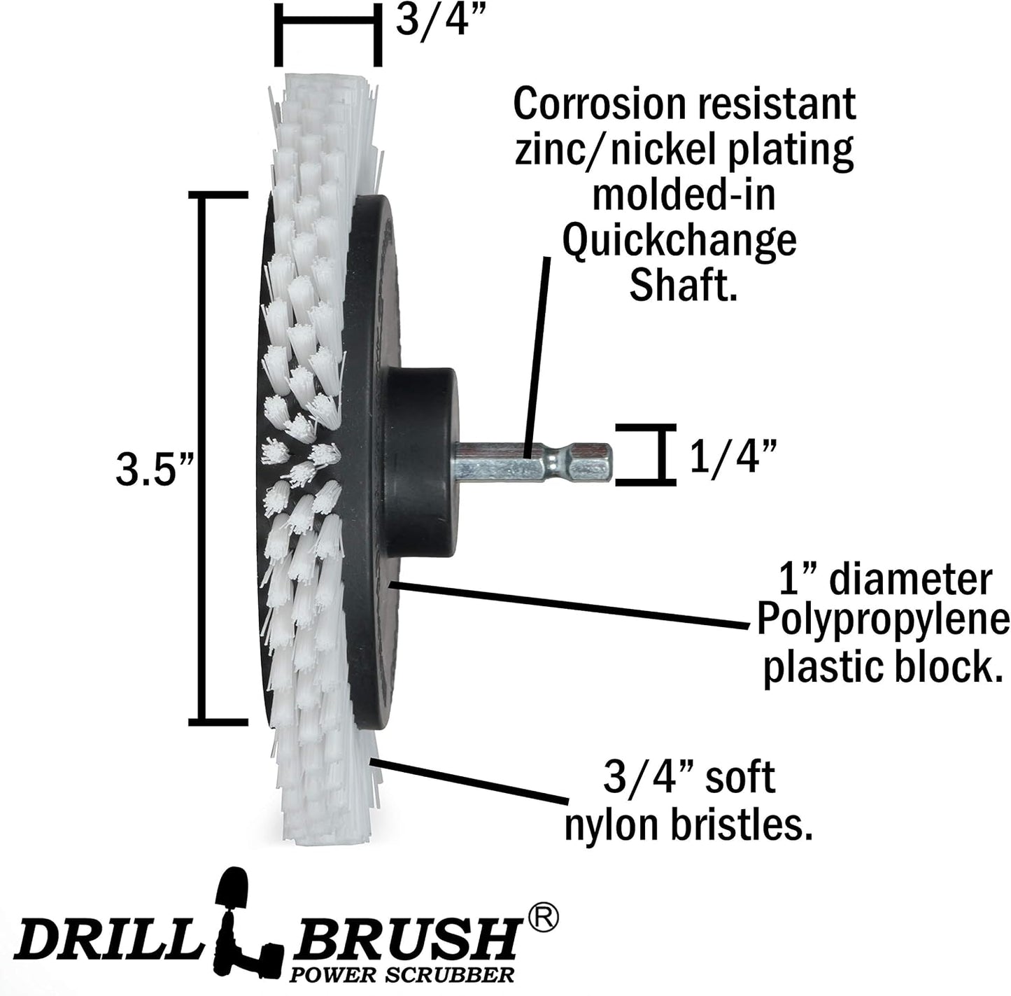 Grout Cleaner Kit - Bathroom Drill Brush Attachment Set - Shower Cleaner | Household Cleaning Supplies - Tub Scrubber - Toilet Brush - Spotless Tiles - Power Scrubbing Nylon Bristles