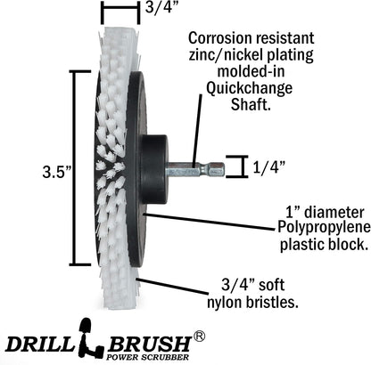Grout Cleaner Kit - Bathroom Drill Brush Attachment Set - Shower Cleaner | Household Cleaning Supplies - Tub Scrubber - Toilet Brush - Spotless Tiles - Power Scrubbing Nylon Bristles