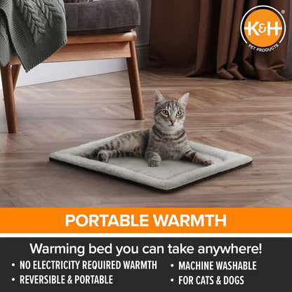 K&H Self-Warming Cat Bed Pad, Self Heating Pad, Small 21 X 17 Gray/ Black