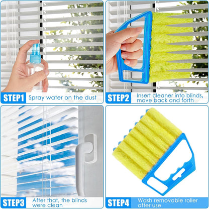 Geiserailie 2 Pcs Window Venetian Blind Cleaner Duster Tool Washable 7 Fingers Dusting Cleaner and Air Vent Shutter Brush Blinds Air Conditioner Fan Duster Dirt Housekeeping Tool (2 Color)