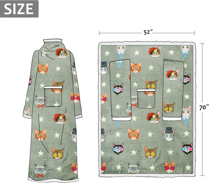 Catalonia Sherpa Wearable Blanket with Sleeves and Pocket for Adults