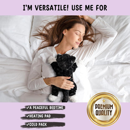 Bunny Microwavable & Weighted Stuffed Animals - 1.5 Lbs Unscented Heating Pad for Period Cramps Pain Relief and Anxiety, Cute Bunny Plush Toys Gifts for Women Girls Adults and Kids by Happy Fuel