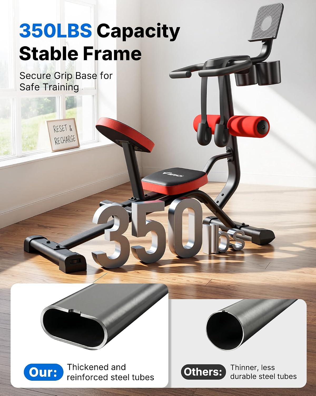 MERACH Full Body Stretch Machine Back Stretcher, 350LBS Weight Capacity | Relieves Back Pain, Extra Wide Seat, Flexibility Training, Padded Seat, Exercise Guide Chart, Stable Steel Frame, Home Gym