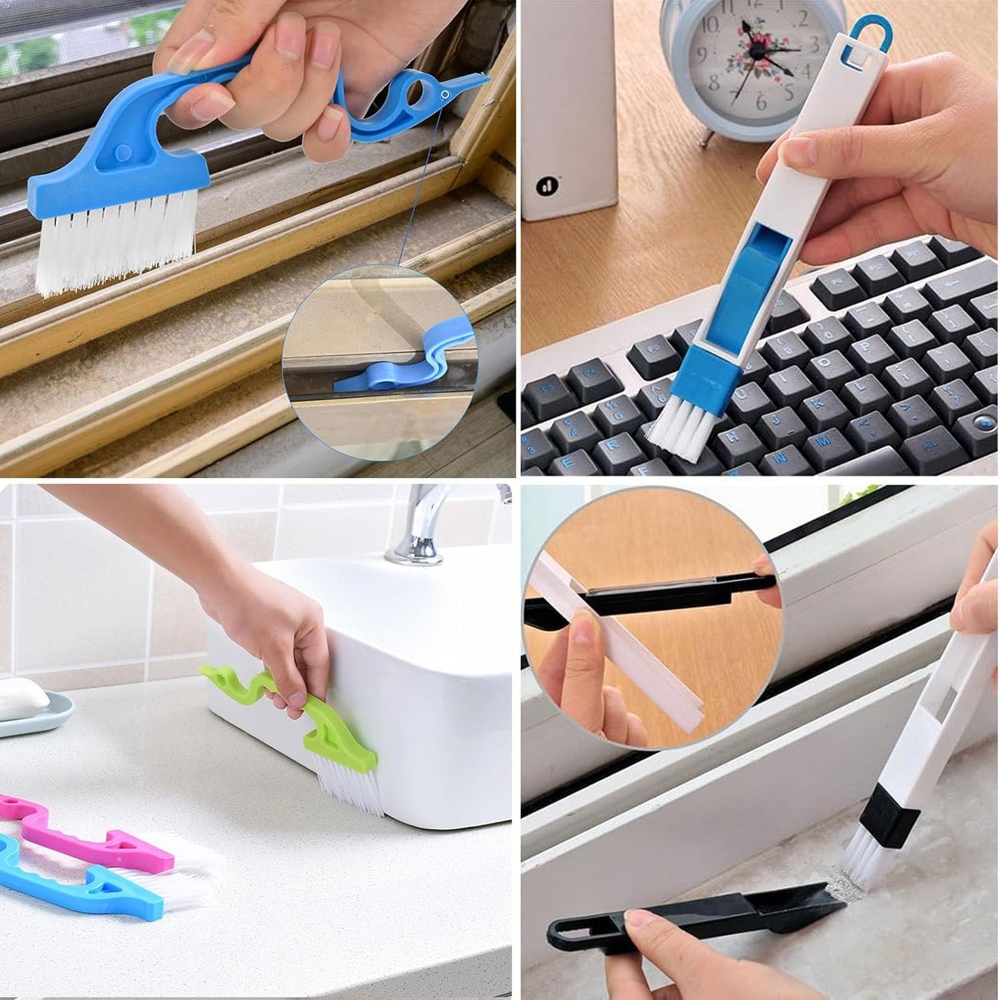 TuTuYa 12PCS Window Track Cleaning Set, Groove Gap Cleaning Brush Kit | Magic Window Track Cleaner, Deep and Tight Space, for Window, Blinds, Door Tracks, Sliding Doors, Tile Lines, Keyboards, Vent