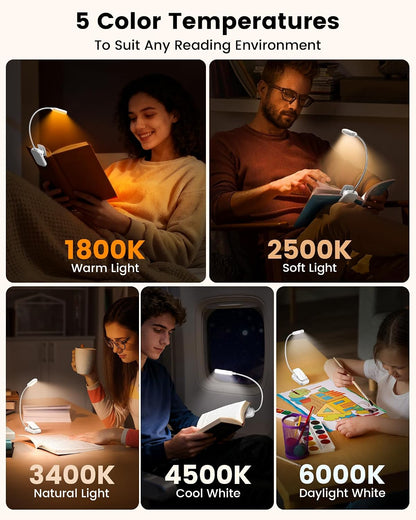 Glocusent 13 LED Book Lights for Reading at Night, Gifts for Book Lovers