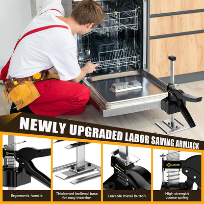 Labor Saving Arm, 2 Pack Furniture Jack Lifter Tool, Black&Yellow | Drywall Lift for Bed Wall Tile Locator & Door Panel; Multi-Function Height Adjustment, Lift Range up to 6.7lbs.