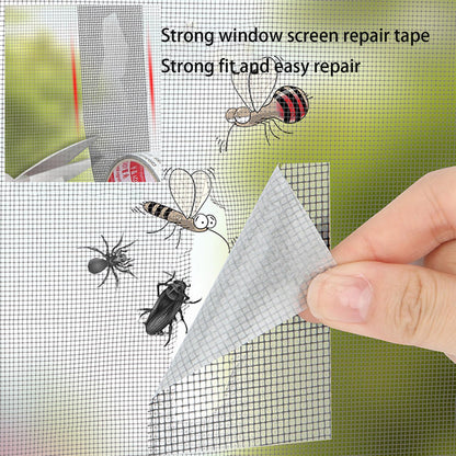 Black Window Screen Repair Tape（2" W×80" L） Strong Adhesive Screen Repair Tape Fiberglass Screen Tape Mesh Repair for Covering Windows or Doors Pet Mesh Cage Tears Holes