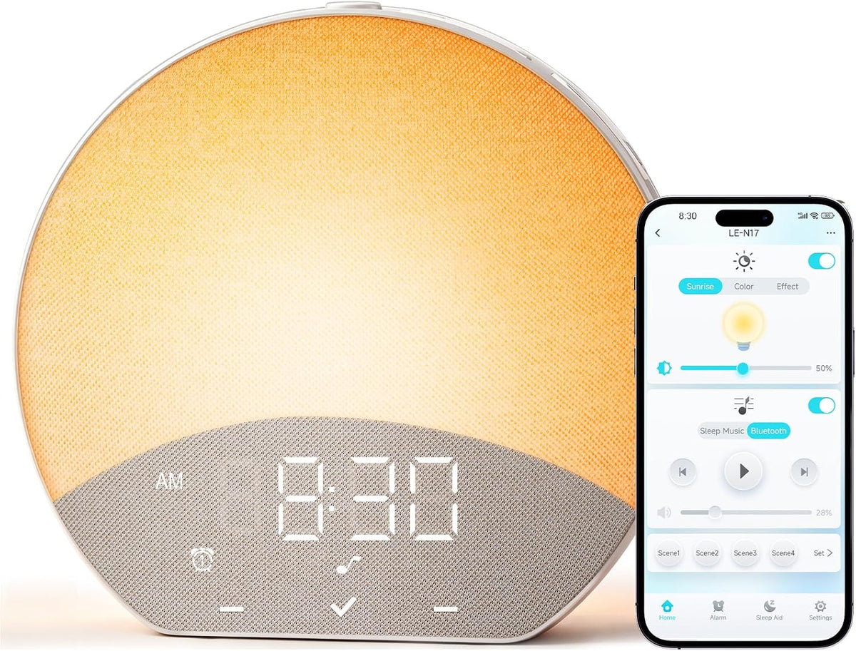 Glocusent Sunrise Alarm Clock with Sound Machine, Alarm Clock for Sleeper