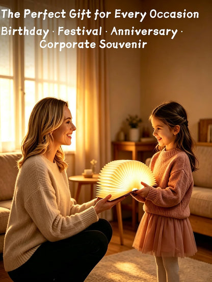Book Lamp for Book Lovers Gifts-3 Color Lights,LED Ambient Lighting,Portable Foldable Paper Desk Lamp for Night Reading (Gold)