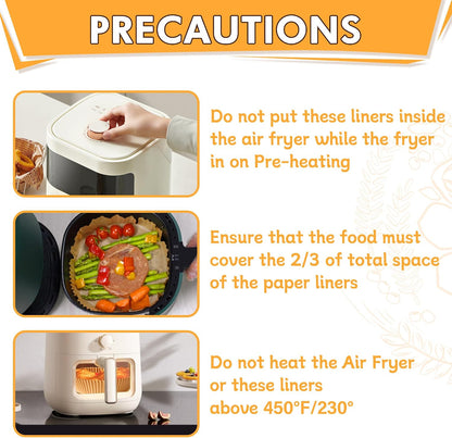 Air Fryer Liners Disposable 125 Pcs, 8 Inch Paper for 5-8 QT Air Fryers | Square Unbleached Parchment Paper, Non-Stick, Greaseproof for Baking, Roasting, Microwave, Oven, Airfryer Basket Accessories