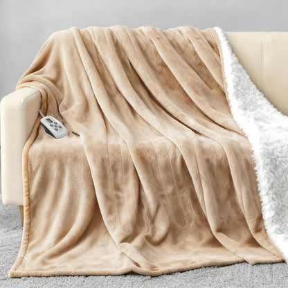 Heated Blanket Electric Throw Blanket with Built-in Button Controller 50"x60" One-Touch Ultra Cozy Soft Warm Heating Electric Blanket with 4 Heat Levels & 4 Hours Auto-Off Overheat Protection
