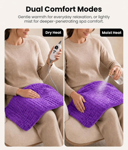 Electric Heating Pad for Back, Cramps, Shoulder, Moist & Dry Heat, 12"x24"