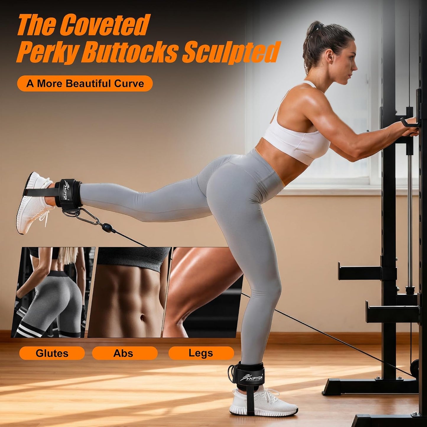 HPYGN Ankle Strap for Cable Machine, Padded Ankle Straps for Cable Machine Kickbacks, Glute Workouts, Leg Extensions, Curls, Booty Hip Abductors Exercise, Adjustable Comfort Ankle Cuff for Gym
