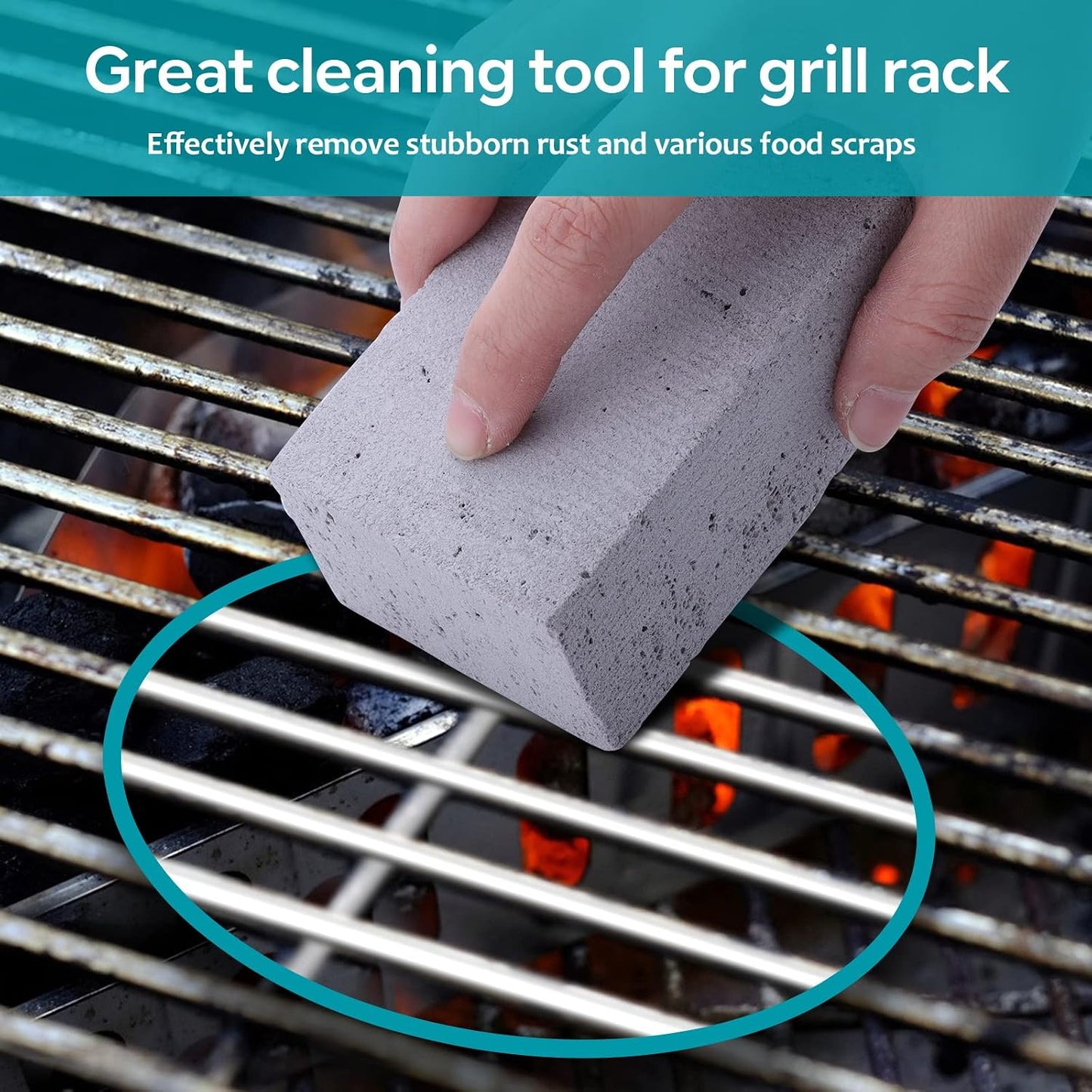 HaSteeL Grill Cleaning Brick, Griddle Pumice Stone for Removing Stains Kit of 4, Commercial Grade Grill Block Cleaner Accessories for Flat Top, Racks, Cast Iron, Sink, Effective & Reusable Clean Tool