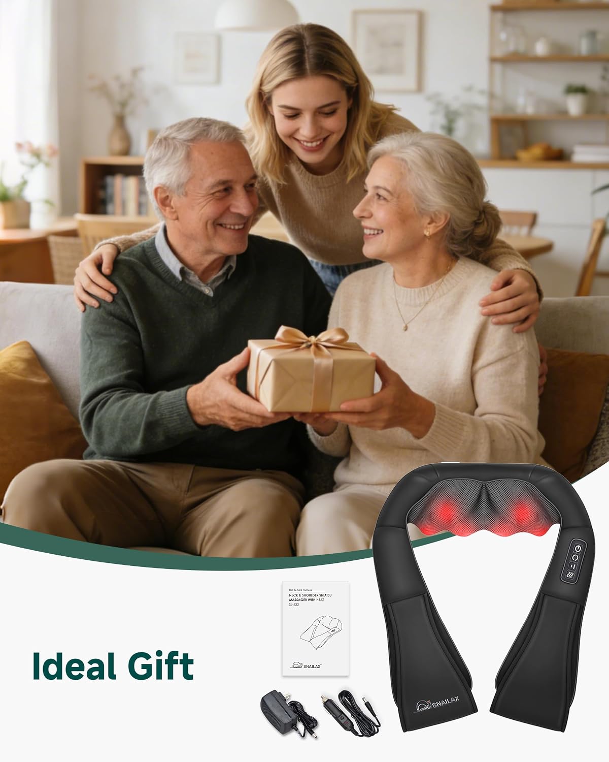 Shiatsu Neck & Shoulder Massager with Heat, Deep Tissue Back Massager