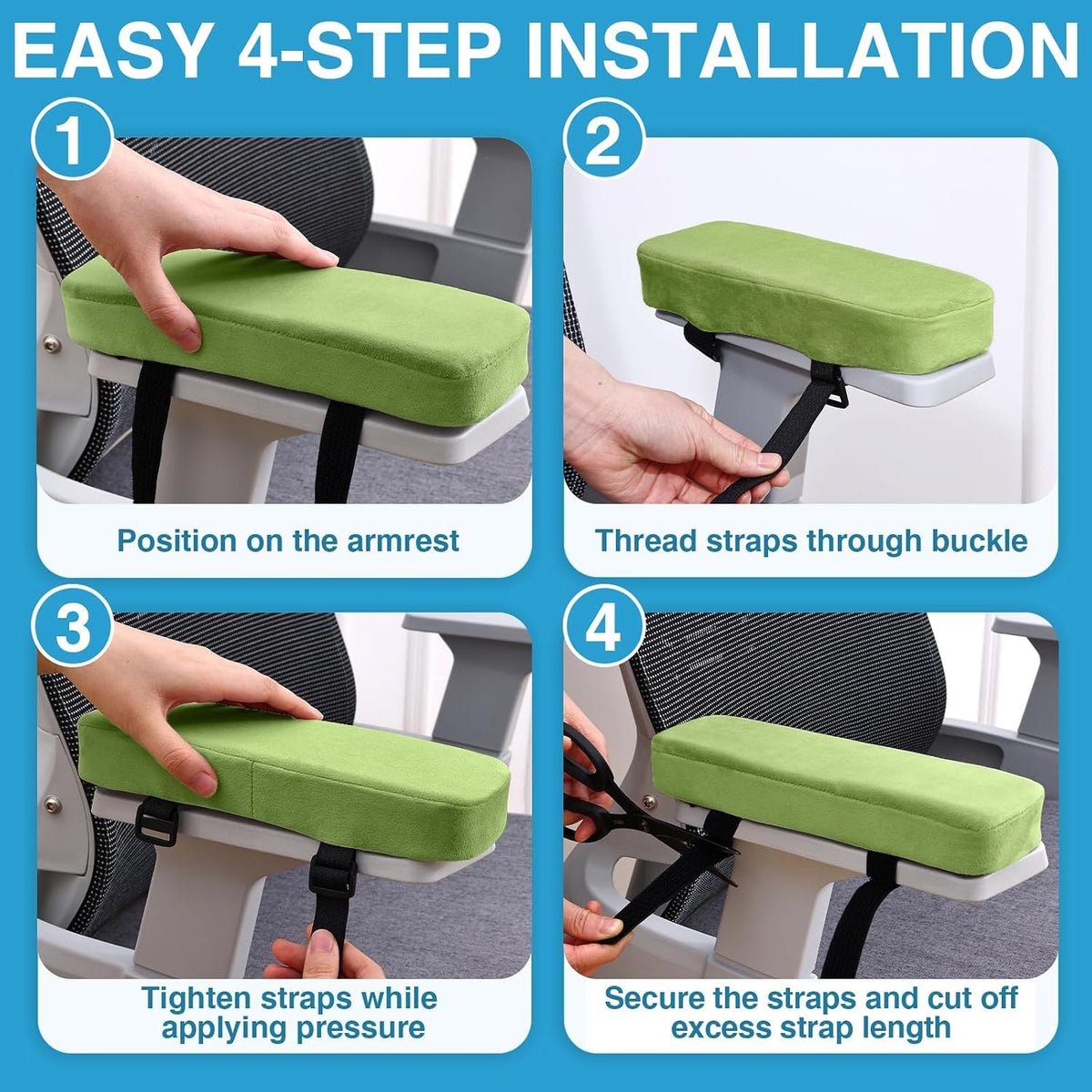 Smiry Memory Foam Office Chair Armrest Pads, Non-Slip Armrest Cushion