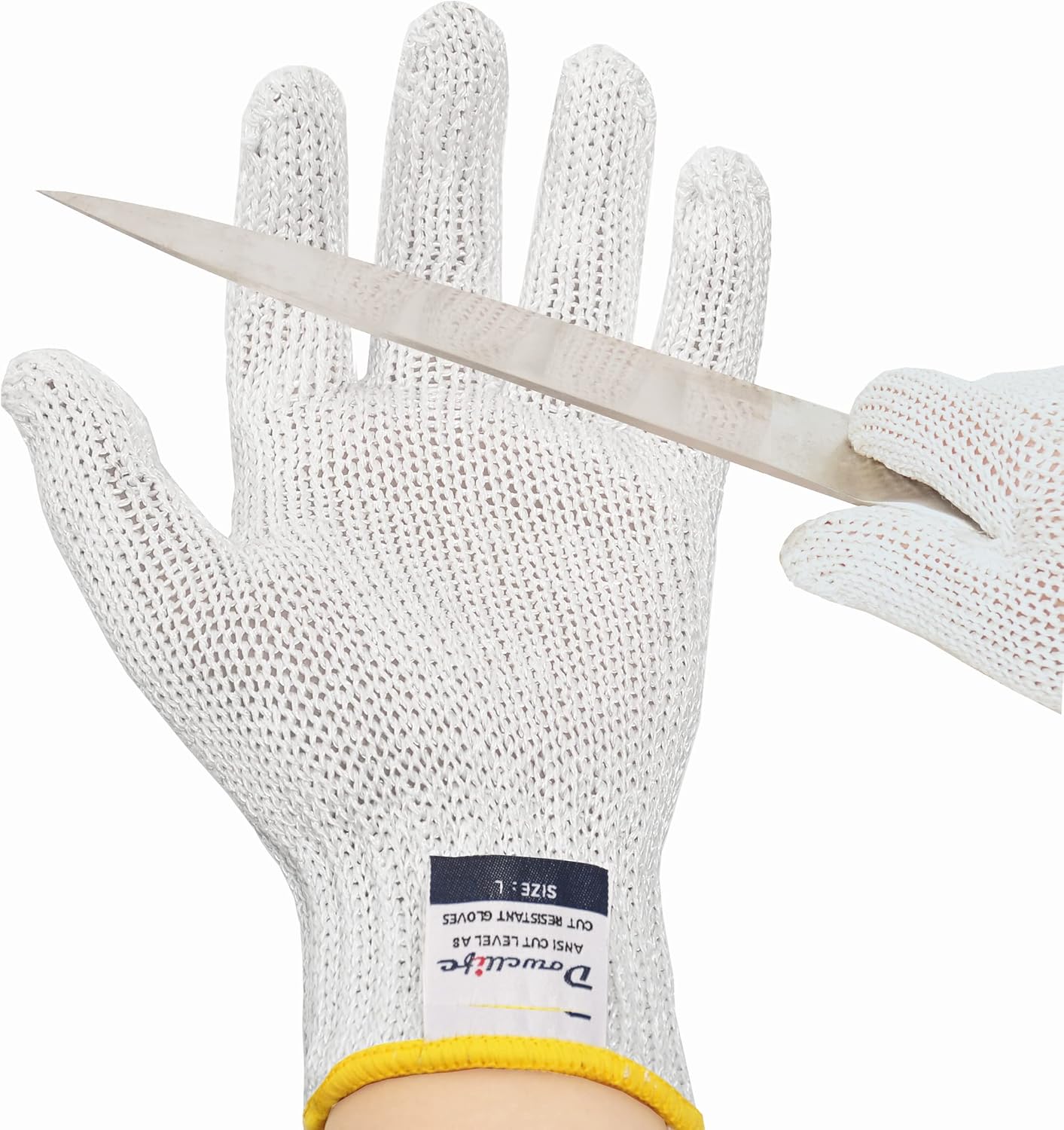 Dowellife Cut Resistant Gloves A9 Maximum Protection - Food Grade Kitchen & Chef Gloves for Food Prep, Knife Cutting, Mandoline Slicing, Butcher, Oyster Shucking, Fish Handling (Medium)