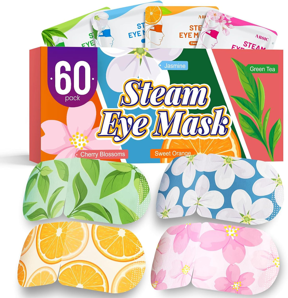 60 Pack Steam Eye Masks Disposable, Heated Eye Mask Warm Compress for Eyes
