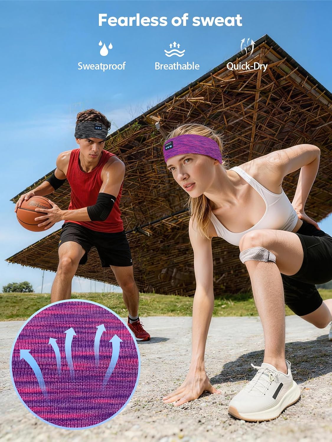 AONESY Bluetooth Headband for Sleeping, Headband Headphones for Side Sleepers & Sports, Washable & Wireless Music Headband with Secure Fit for Running, Workout, Gym, Yoga - Great Gift