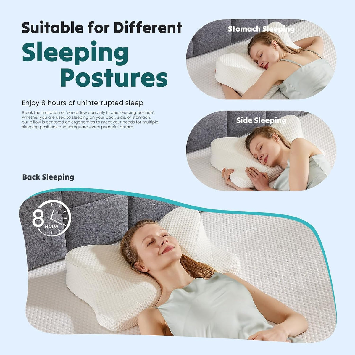 Sweetcrispy Cervical Pillow for Neck Pain Relief, Cooling Memory Foam