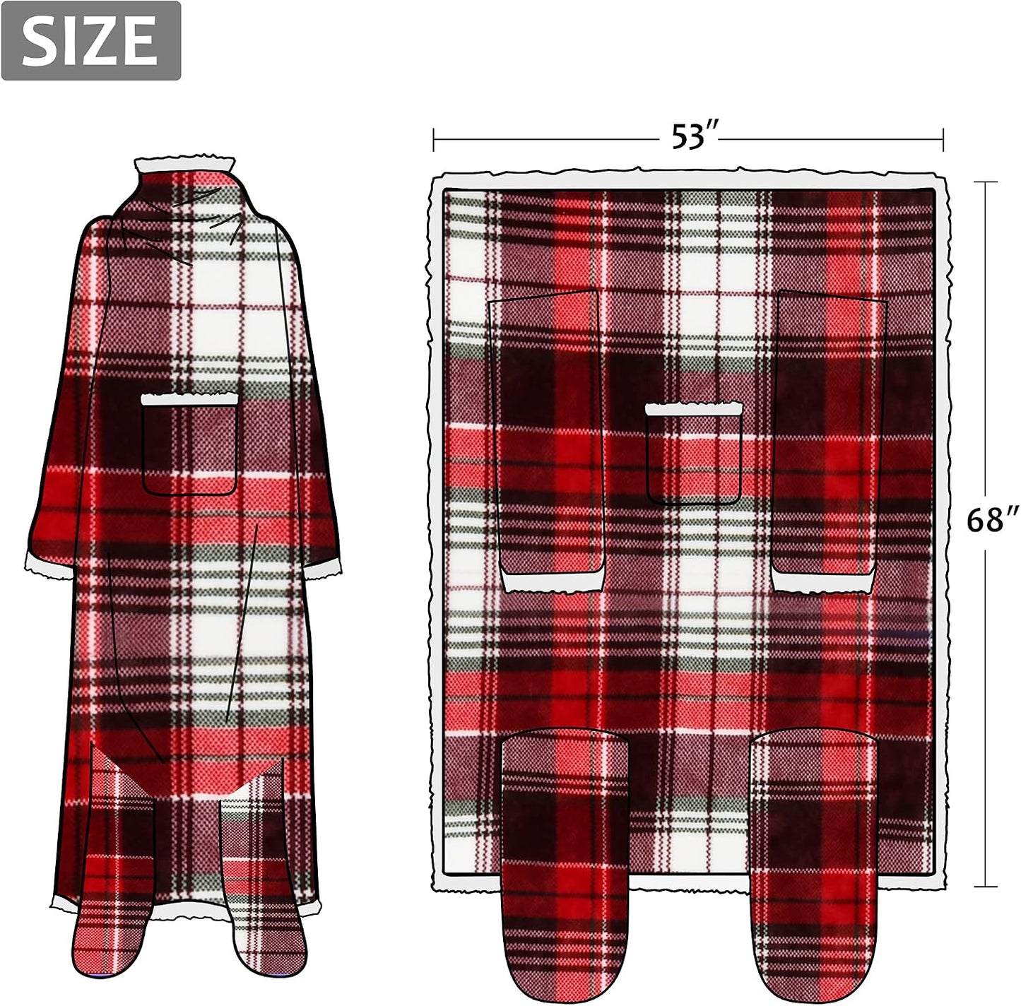 Catalonia Wearable Blanket with Sleeves & Foot Pocket for Adults | Soft Fleece Throw Wrap with Hands-Free Comfort, Perfect for Reading, TV Time & Relaxing, Christmas Gift for Women & Men