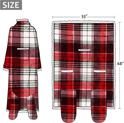 Catalonia Wearable Blanket with Sleeves & Foot Pocket for Adults | Soft Fleece Throw Wrap with Hands-Free Comfort, Perfect for Reading, TV Time & Relaxing, Christmas Gift for Women & Men