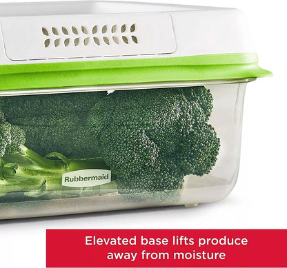 Rubbermaid FreshWorks Saver, Large Short Produce Storage Container, 11.3-Cup, Clear