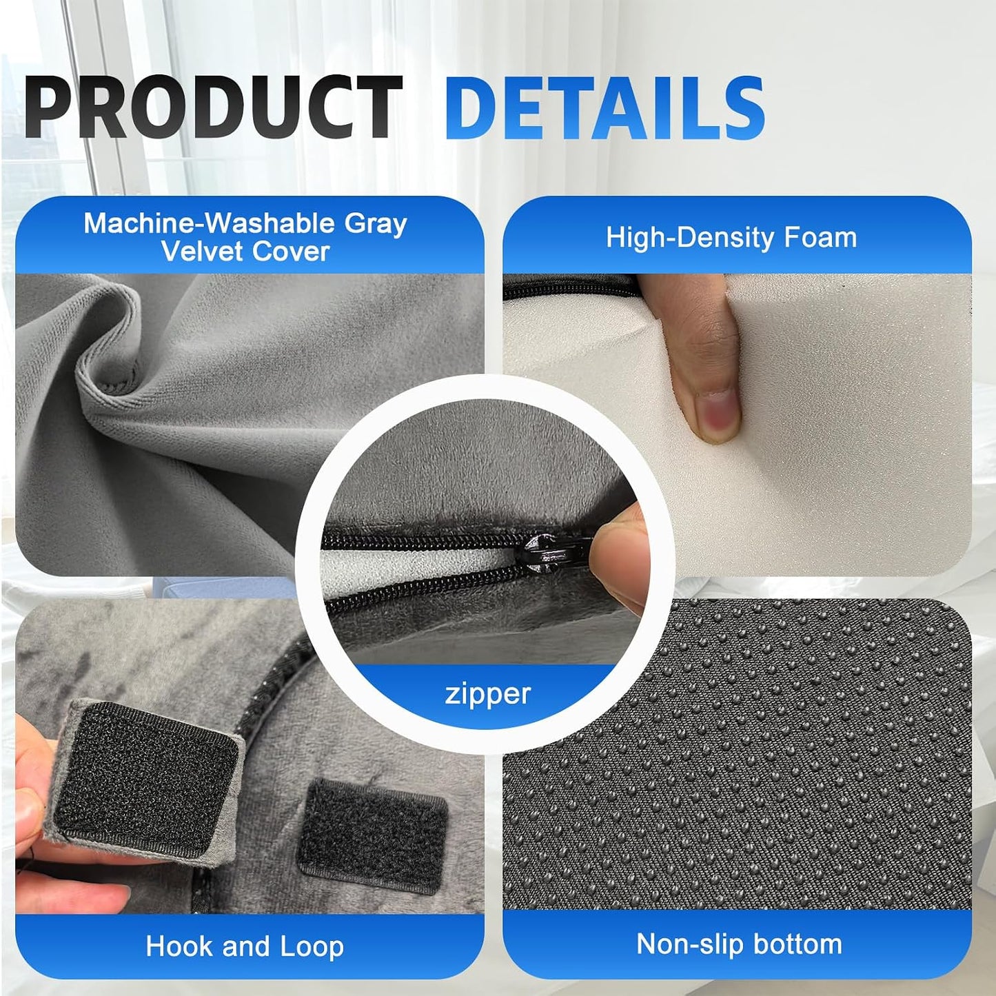 Leg Elevation Pillows for After Surgery, Knee Replacement Recovery Wedge Pillow for Single Leg with Semi-Cylindrical Pillow for Hip Ankle Knee Relief Keep Leg Straight