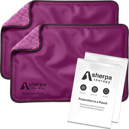 Medium Flexible Gel Ice Packs Reusable - Hot and Cold Soft Ice Packs for Injuries Reusable for Ankle, Arm, Foot, Leg, Back Pain Relief - 8" x 12" - Purple