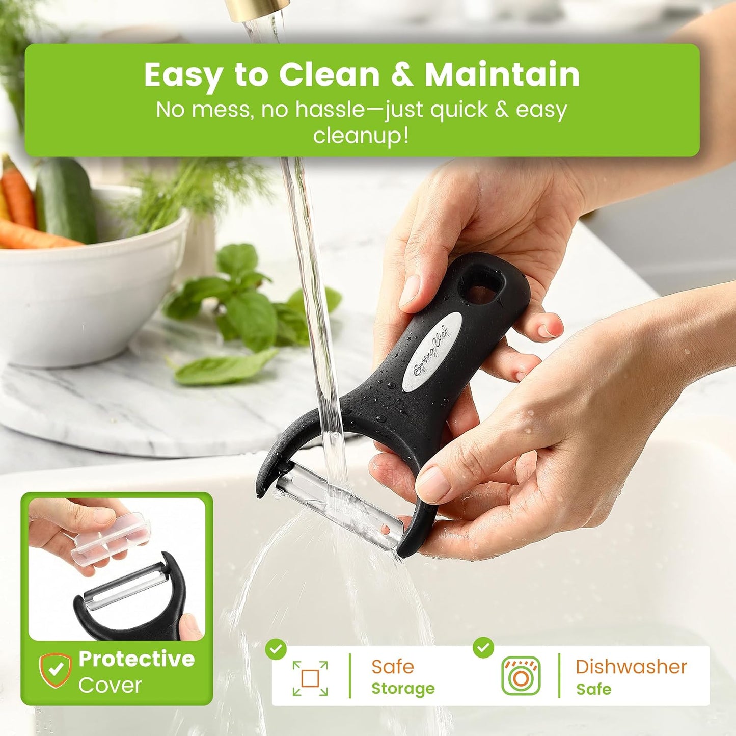 Spring Chef 3pcs Vegetable Peelers for Kitchen, Swivel, Y & Julienne Peeler | Premium Stainless Steel Potato Peelers with Soft Grip Handles, Ultra Sharp Blades for Fruits, Veggies, Apples, Carrots