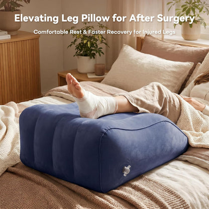 Inflatable Leg Elevation Pillow for Sleeping, Blood Circulation | Ergonomic Wedge Pillow for Swelling, Portable Travel Leg Rest Cushion, Black