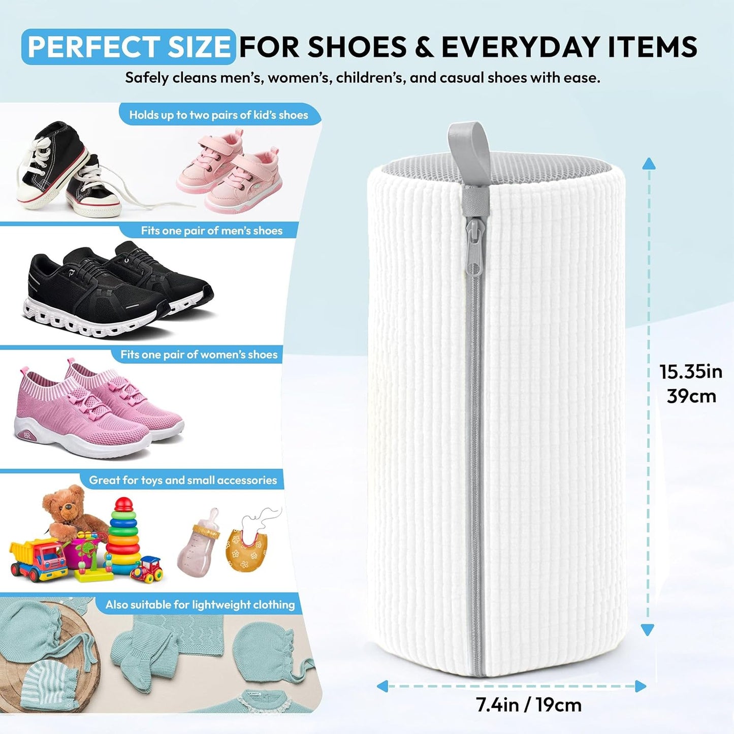 Shoe Washing Machine Bag - 360° Deep Clean shoe washing bag - 2Pc | Laundry Shoe Bag for Washer and Dryer - Reusable Shoe Cleaning Bag -Shoe Bag for Washing Sneakers etc with Zip Lock - Yellow