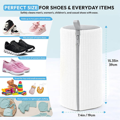 Shoe Washing Machine Bag - 360° Deep Clean shoe washing bag - 2Pc | Laundry Shoe Bag for Washer and Dryer - Reusable Shoe Cleaning Bag -Shoe Bag for Washing Sneakers etc with Zip Lock - Yellow