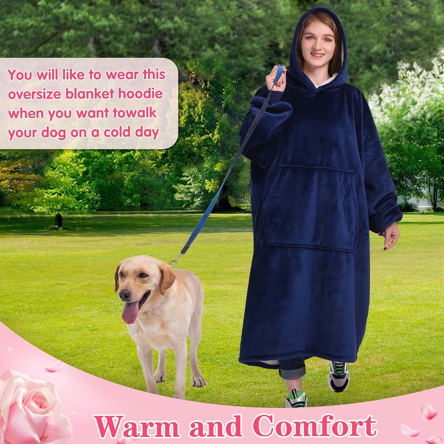 Wearable Blanket Sweatshirt Gifts for Women and Men, Warm and Cozy Giant Blanket Hoodie, Thick Flannel Blanket with Sleeves and Giant Pocket - Dark Gray