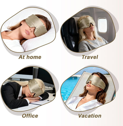 VOCOSTE 3D Pure Silk Sleep Mask with Travel Pouch, Black