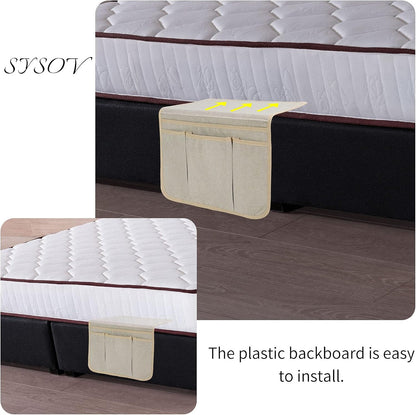 Bedside Caddy Bedside Storage Organizer Magazine Phone Tablet iPad Remote Holder, Organizer Caddy for Home College Dorm Bed, Sofa, Bunk Bed (Grey)