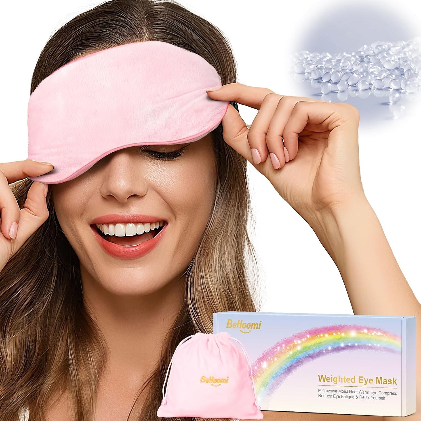 BeHoomi Heated Eye Mask, Weighted Sleep Mask for Eye Relaxation, Purple | Warm Compress for Eyes, Cooling Eye Mask for Sleeping, Reusable Hot and Cold Eye Masks for Home, Office, Gifts for Women