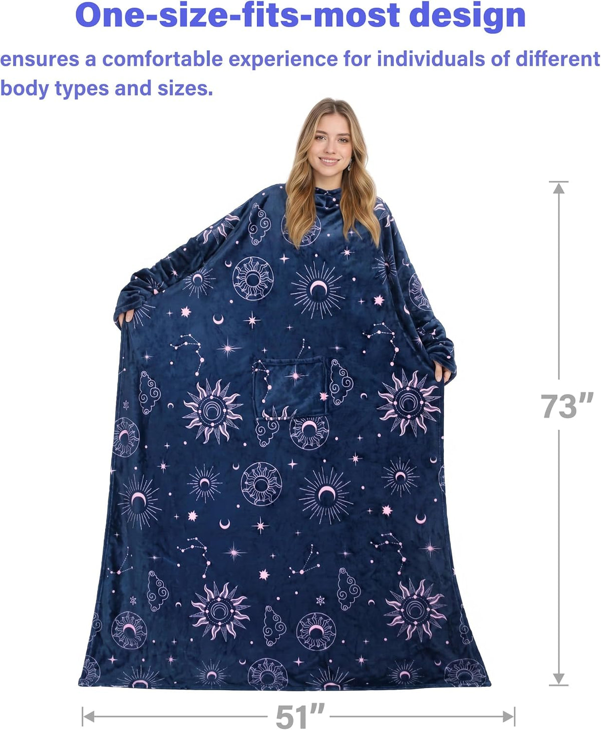 Catalonia Wearable Blanket with Sleeves for Women & Men, Fleece Wrap Throw