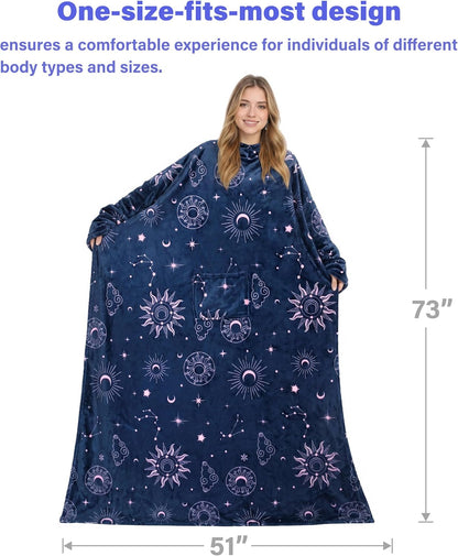 Catalonia Wearable Blanket with Sleeves for Women & Men, Fleece Wrap Throw